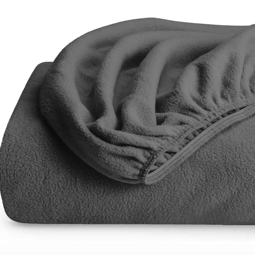 New Bare Home Super Soft Grey Polar ‎ Fleece Sheet Set Queen Size